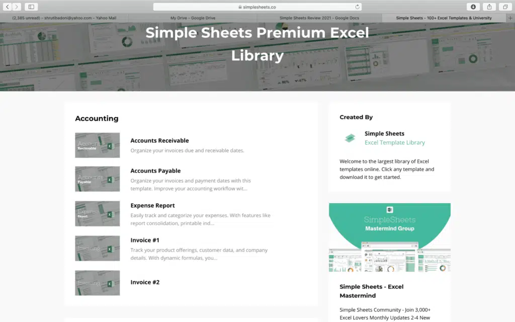 Simple Sheets Premium Excel Library