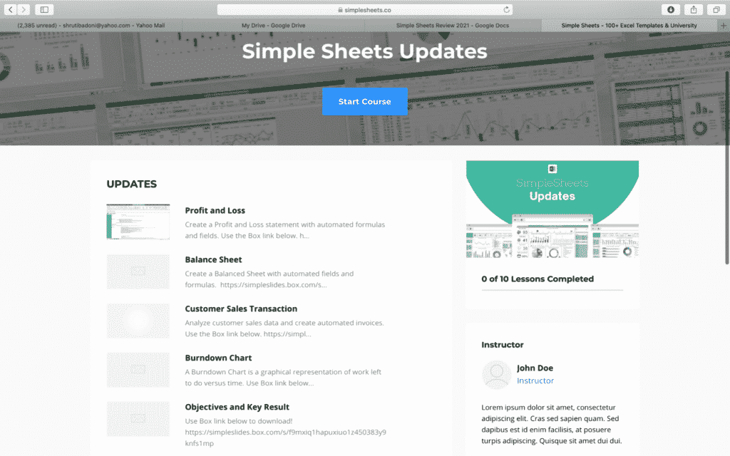 Simple Sheets Updates