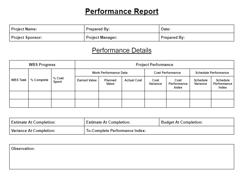 performance report template