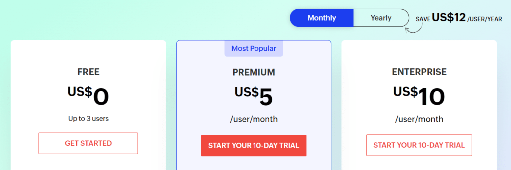 6. Zoho Project Pricing