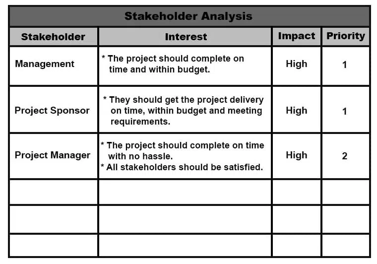 Example of a Stakeholder Analysis