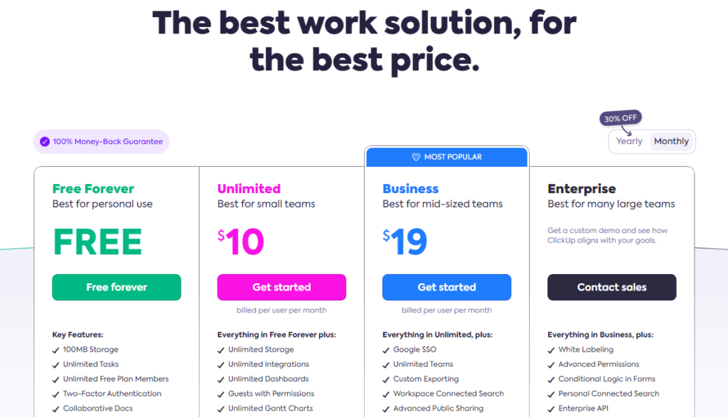 clickup pricing