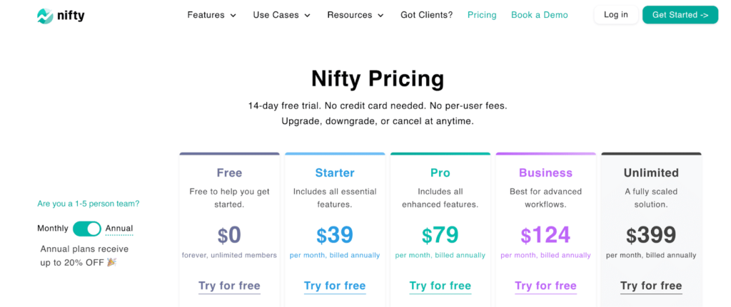 nifty pricing