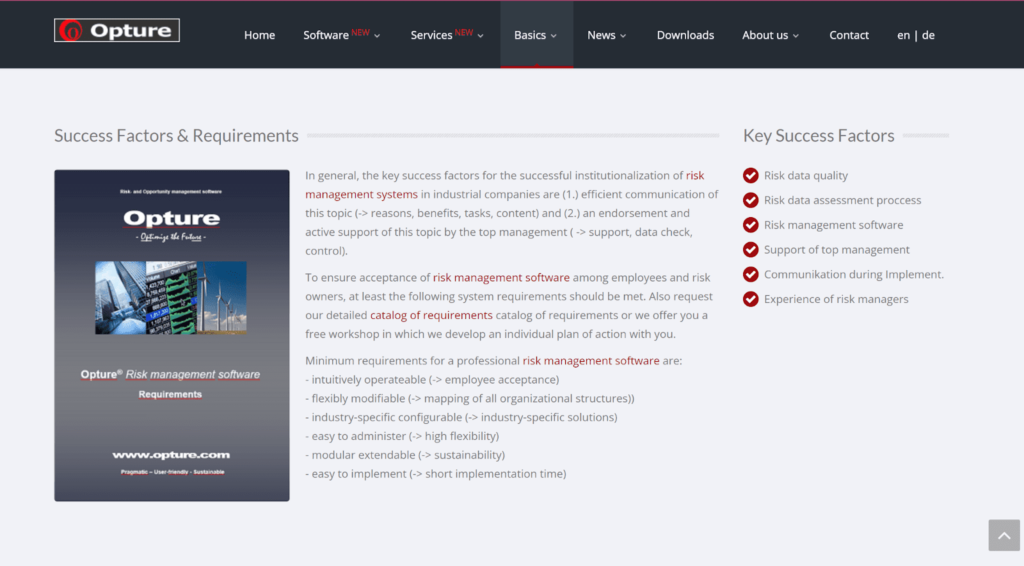 Opture Risk Management Pricing