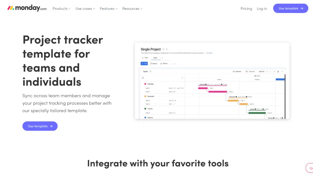 monday.com project tracker