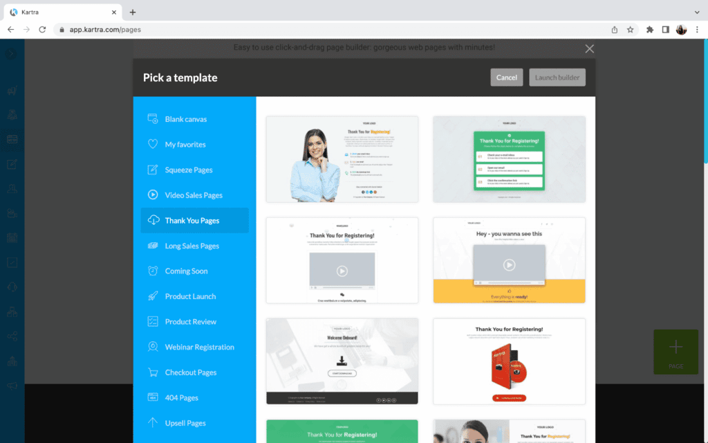 1. Page Builder kartra