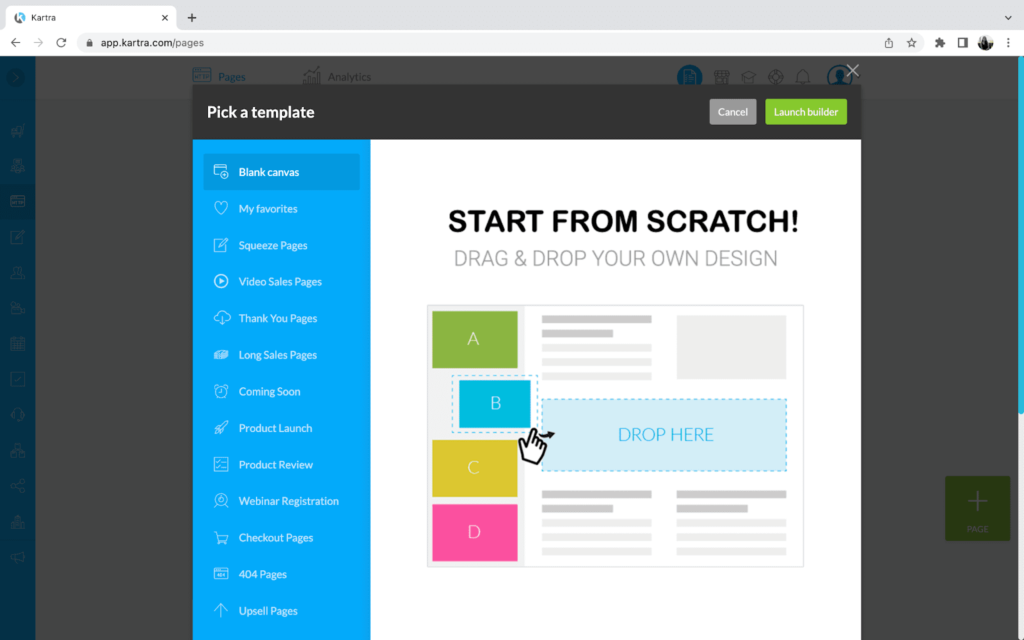 1. Page Builder kartra 2