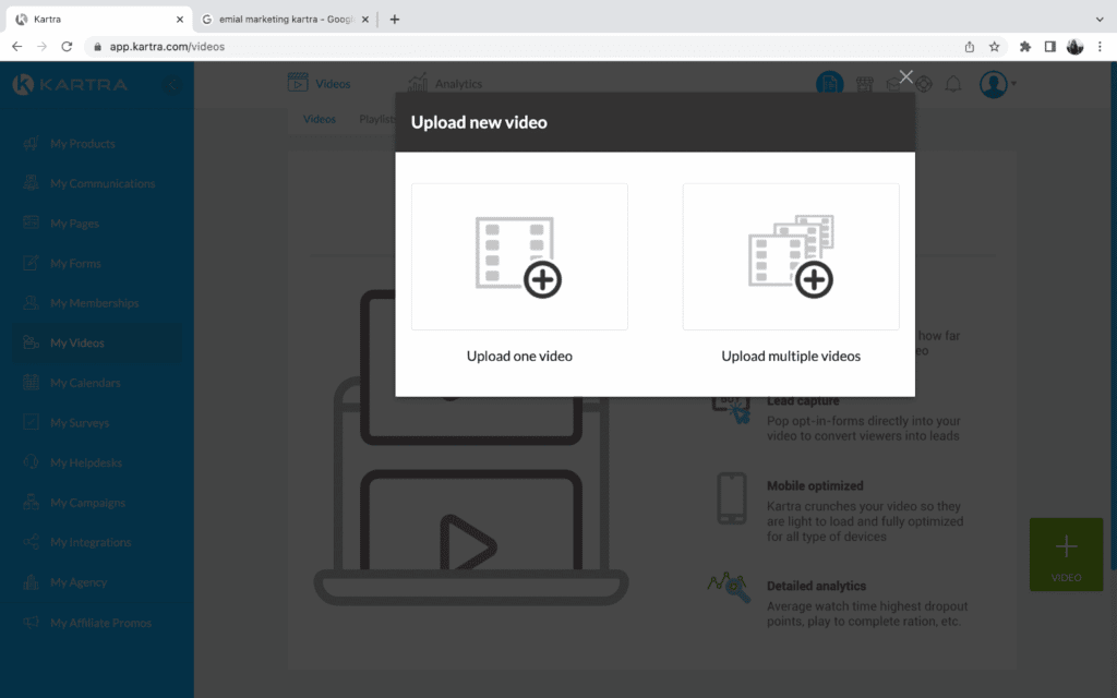 13. Video Hosting kartra