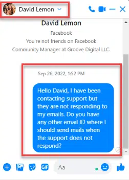 facebook message to david lemon