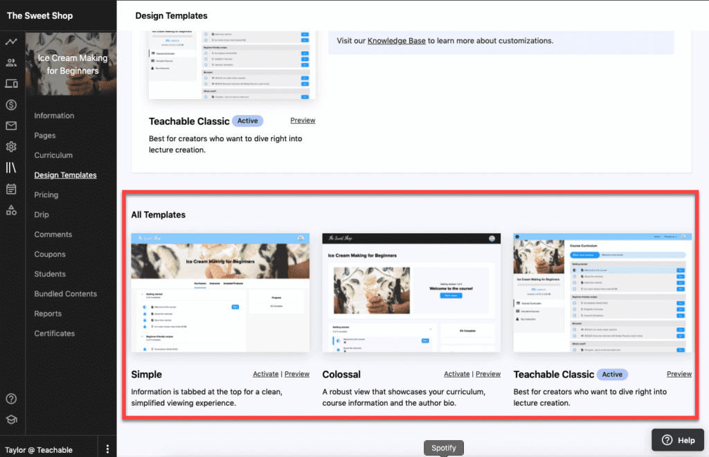 customization teachable