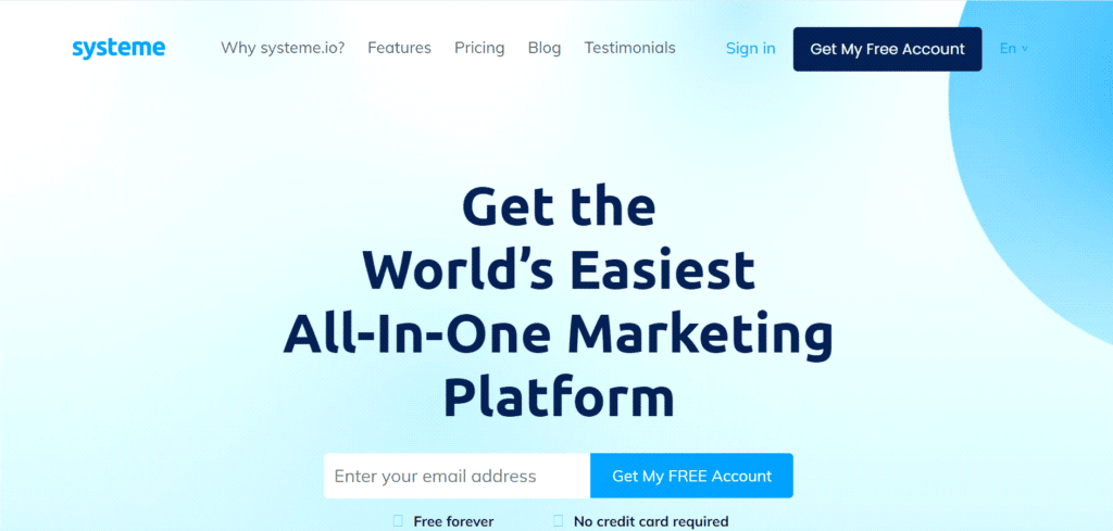 systeme.io home