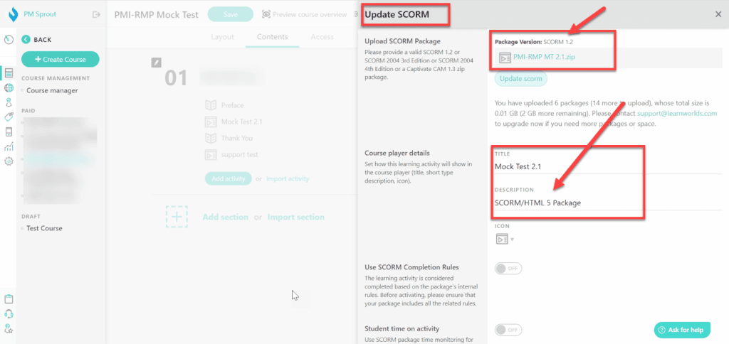 SCORM Support learnworlds