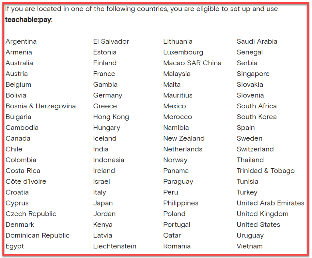 teachable pay in world