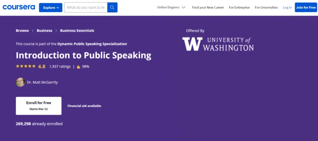 10. Introduction to Public Speaking Coursera