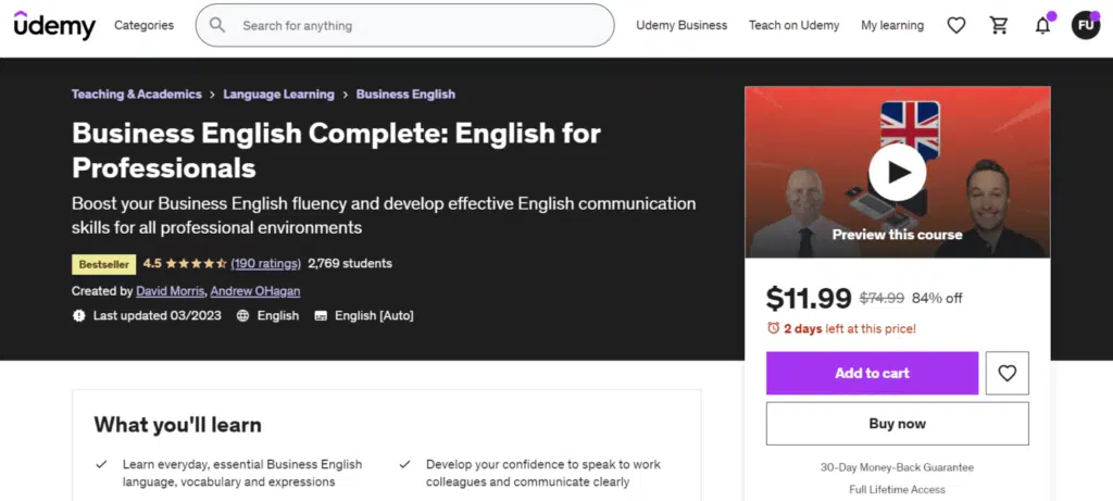 11. Business English Complete English for Professionals Udemy