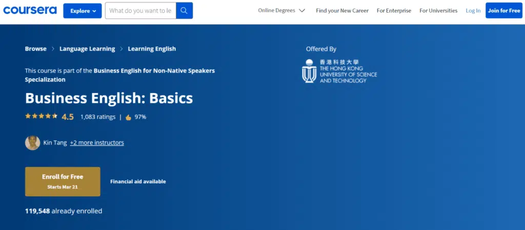 12. Business English Basics Coursera