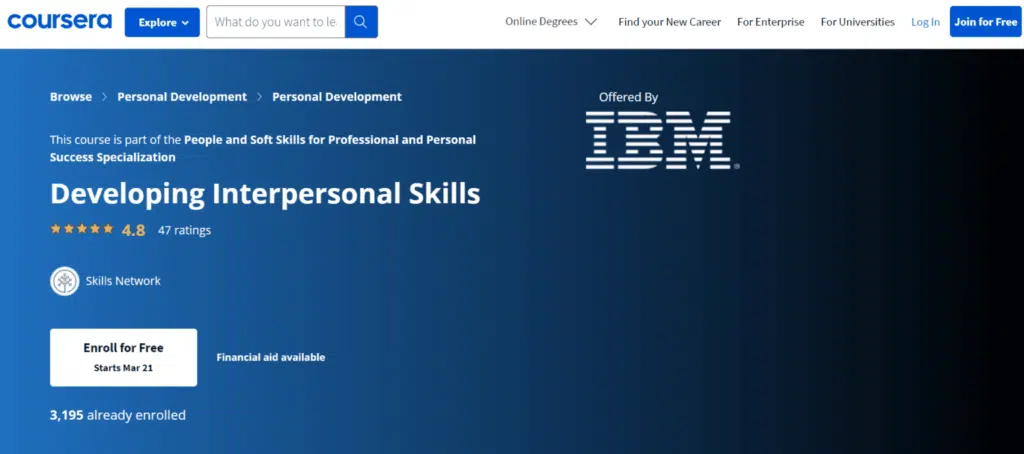 14. Developing Interpersonal Skills Coursera