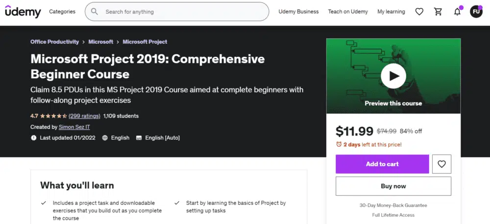2. Microsoft Project 2019 Comprehensive Beginner Course