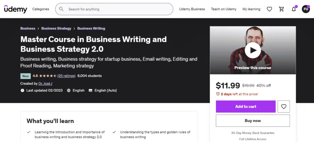 4. Master Course in Business Writing and Business Strategy 2.0 Udemy