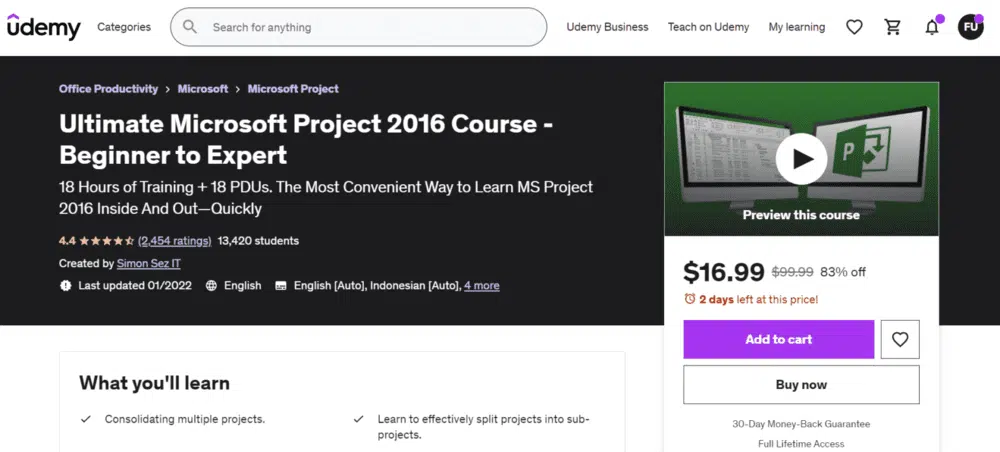 4. Ultimate Microsoft Project 2016 Course – Beginner To