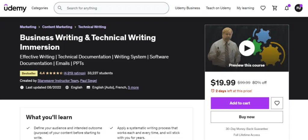 7. Business Writing Technical Writing Immersion Udemy