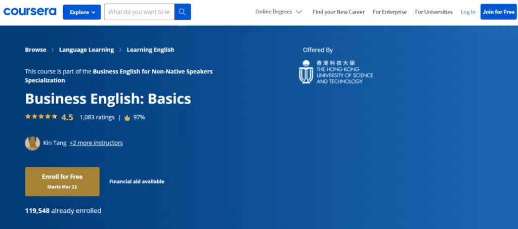 9. Business English Basics Coursera