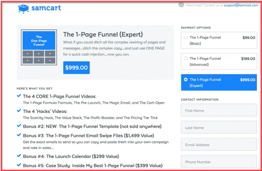 Customizable Sales and Checkout Pages samcart
