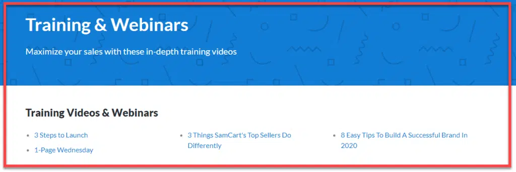 Training and Webinars samcart