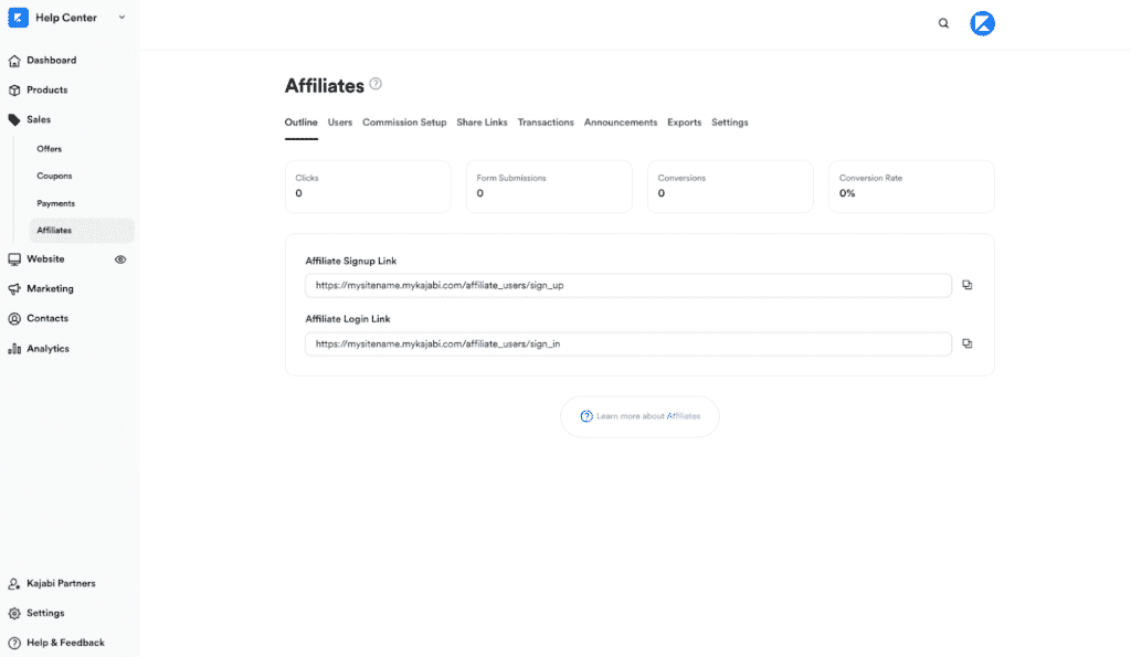 Affiliate Management kajabi