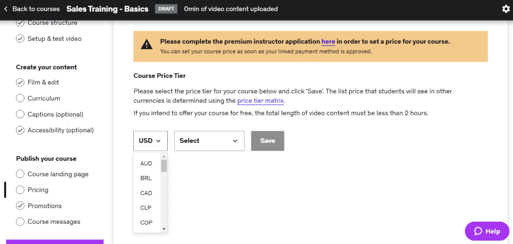 Plan your Pricing udemy