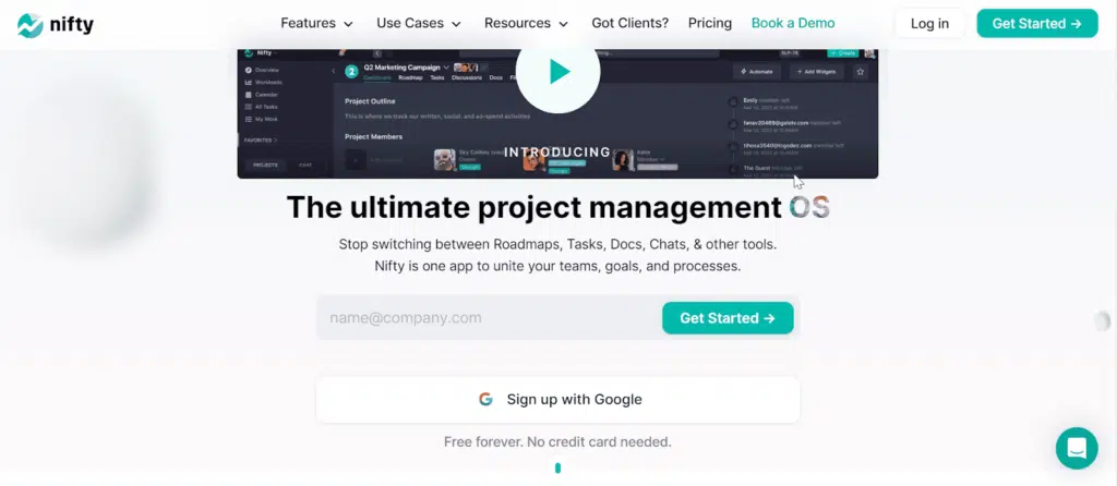 1. NIFTY Project Management Software for Architects