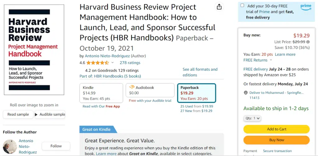4. Harvard Business Review Project Management Handbook by Antonio Nieto Rodriguez
