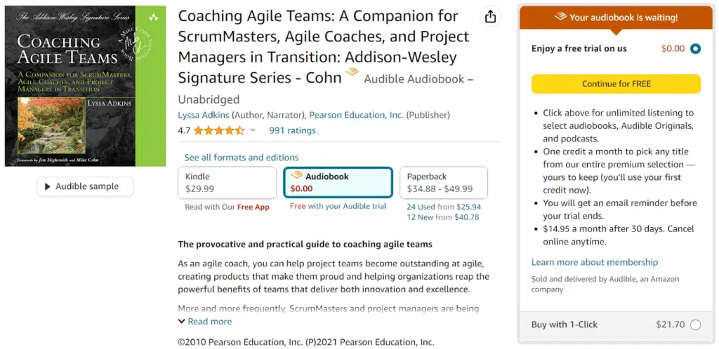 6. Coaching Agile Teams by Lyssa Adkins