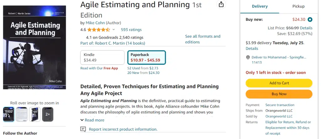 7. Agile Estimating and Planning by Mike Cohn