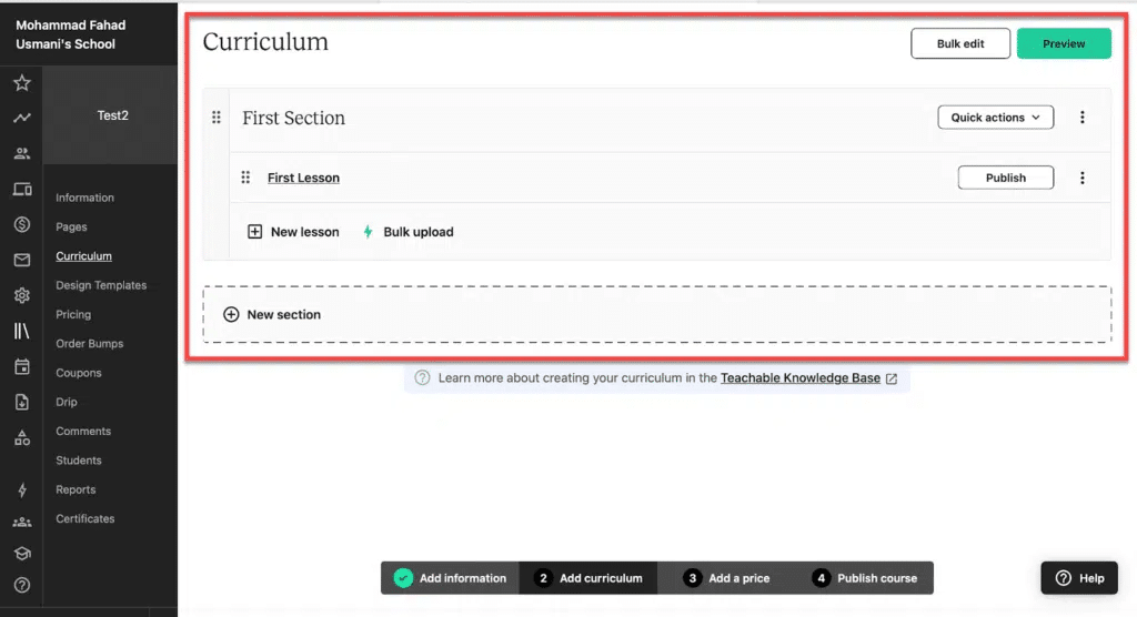 Teachables Course Builder