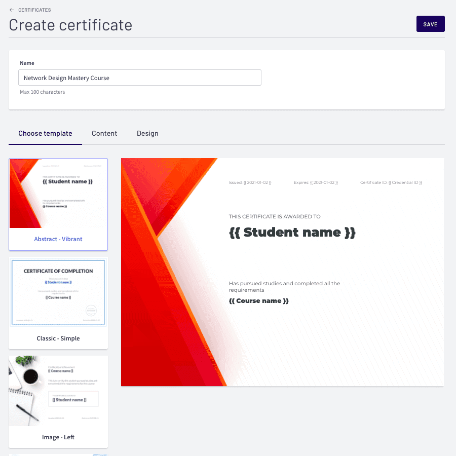 certificate thinkific