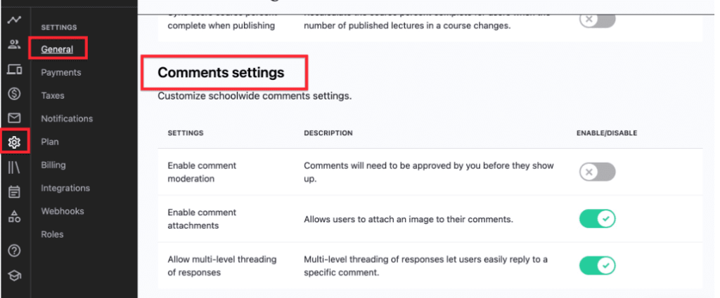 comments teachable