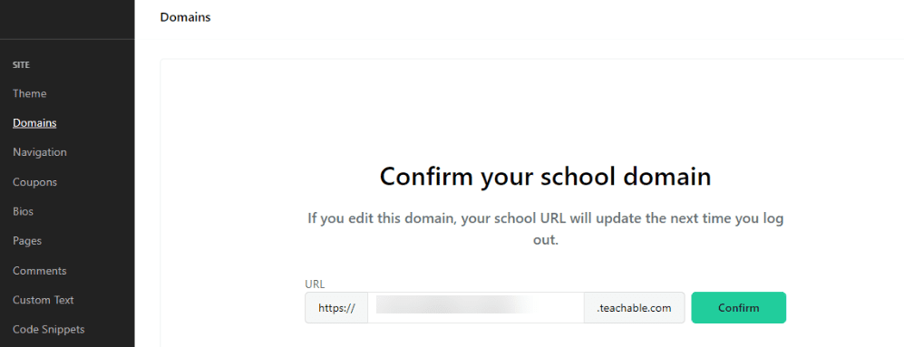 custom domain teachable
