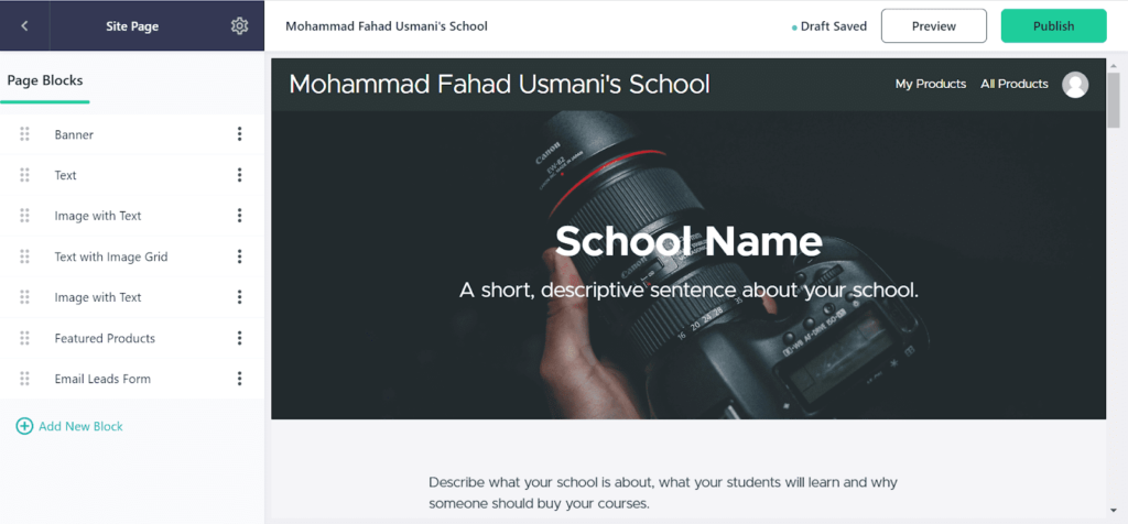 page builder teachable
