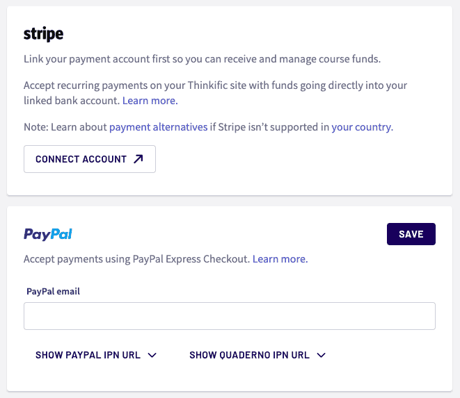 stripe thinkific