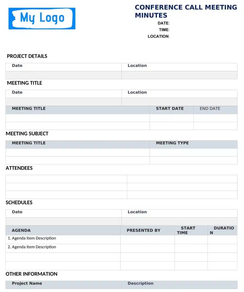 Conference Call Meeting Minutes Templates