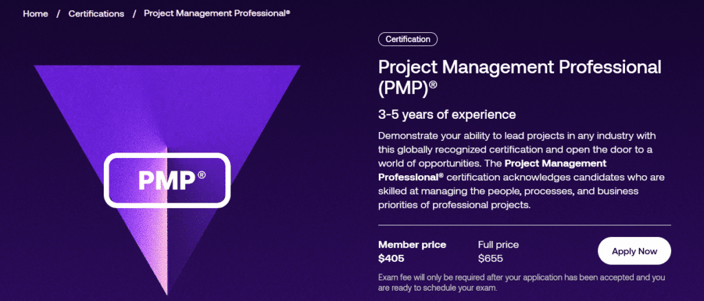 screenshot from pmi website showing pmi membership benefit for the pmp exam fee