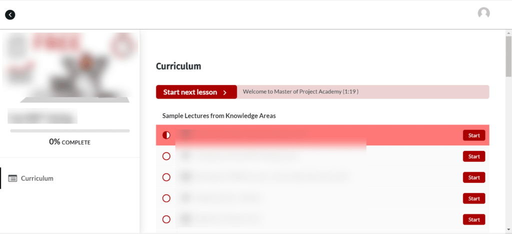 master of project course page