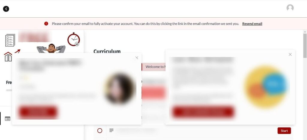 master of project dashboard with a lot of popups