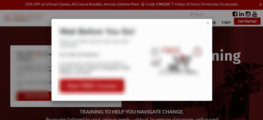 master of project home page with lot of popups