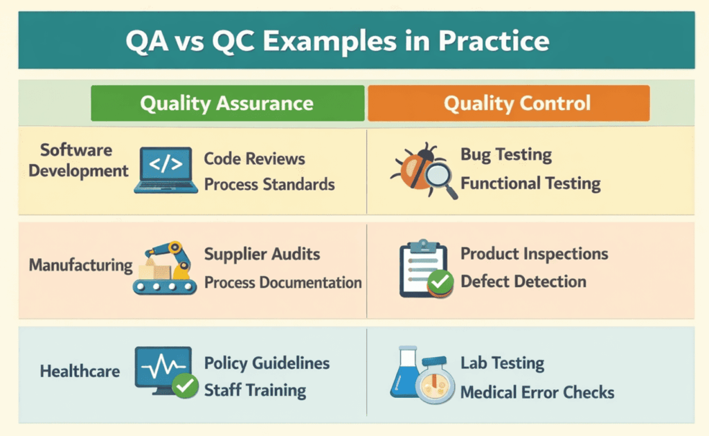 QA vs QC in different industries