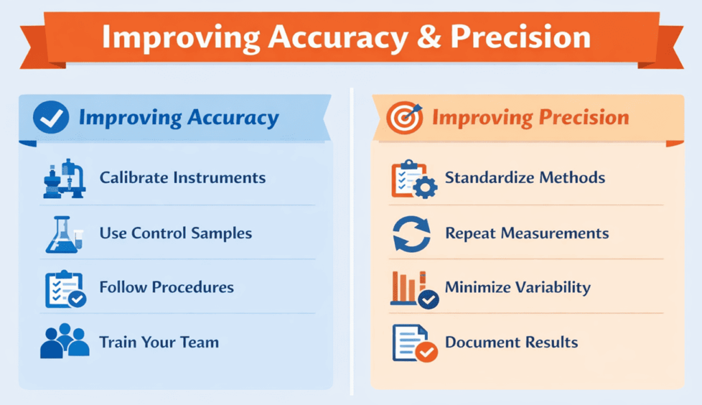 Improving accuracy and precision infographic