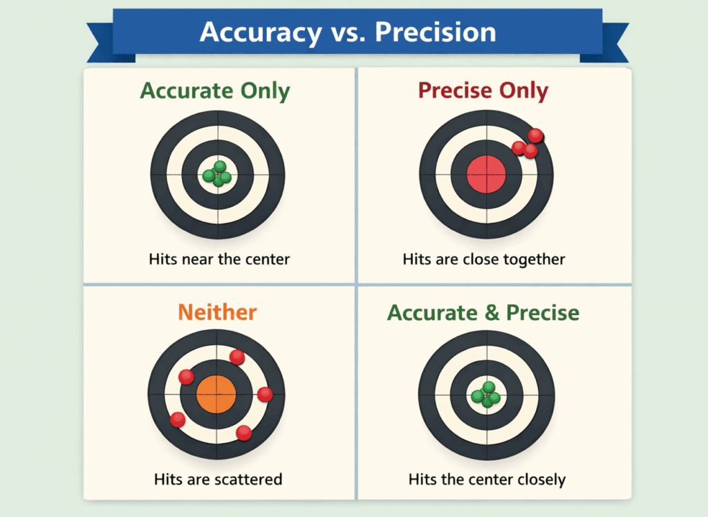 accuracy vs precision explained visually