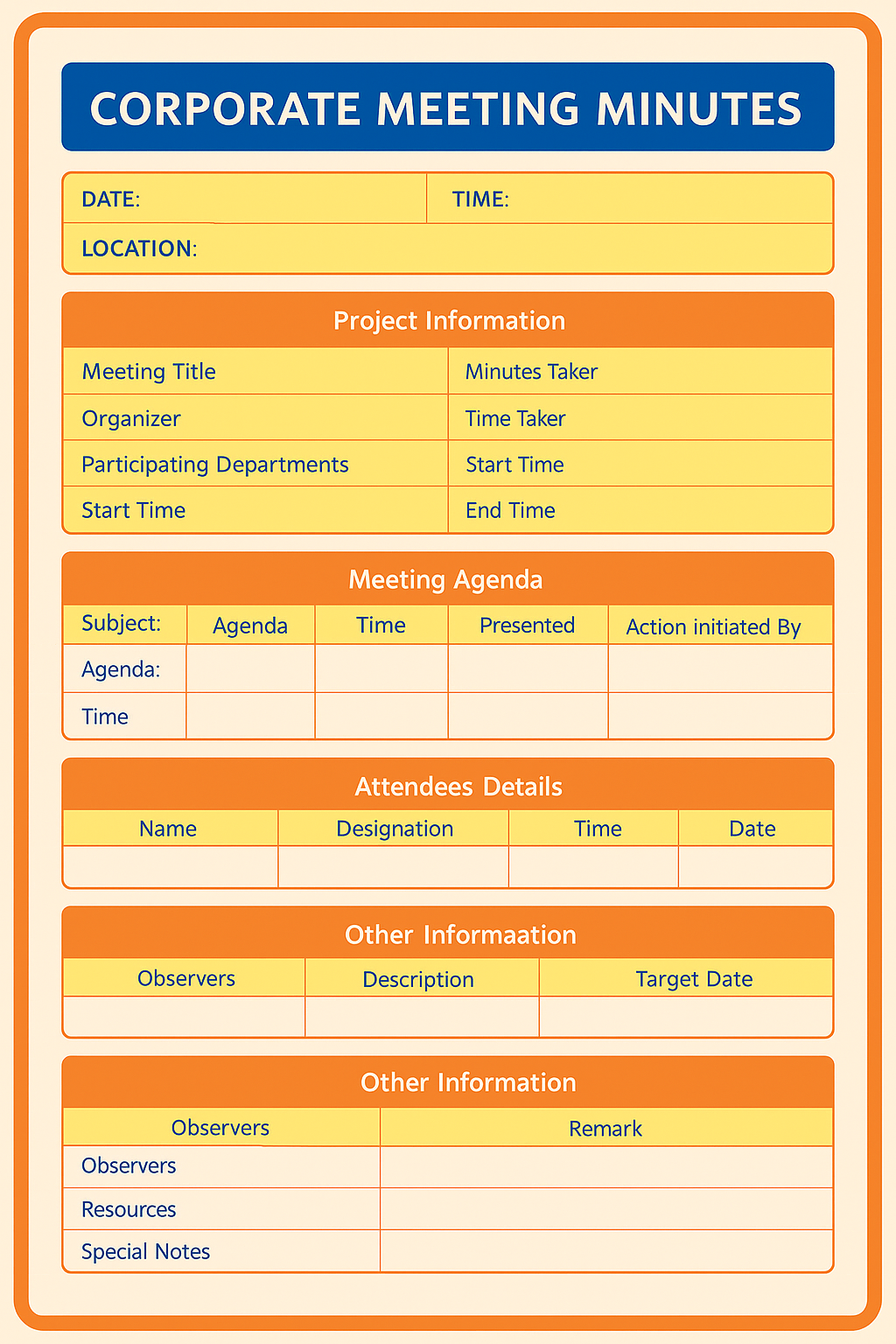 4. Corporate Meeting Minutes Template