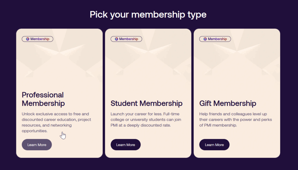 types of pmi memberships